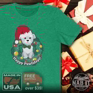 Happy Pawlidays - Cute Puppy Christmas T-Shirt