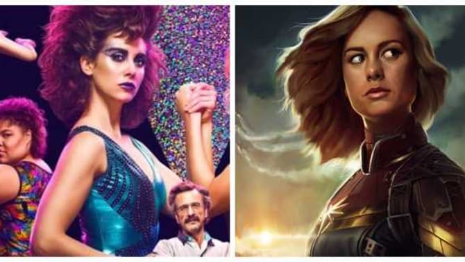 CAPTAIN MARVEL Star Brie Larson And GLOW's Alison Brie Show Off Their Guns In A New Training Photo