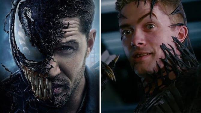 VENOM: Sony Shares Bizarre Mashup Pitting Tom Hardy Against Topher Grace - Are They Teasing Third Movie?